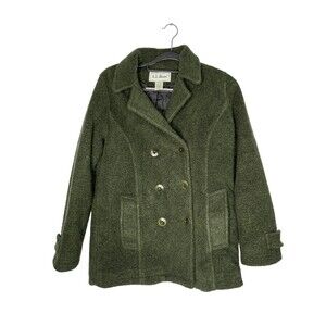 Vintage LL Bean Peacoat Olive Green Wool Mix Small gorgeous
